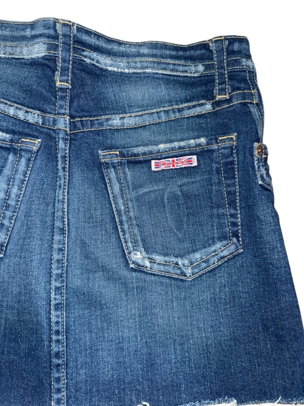 Hudson Jeans Dark Blue Denim Y2K Vintage Mini Skirt with Raw Hem